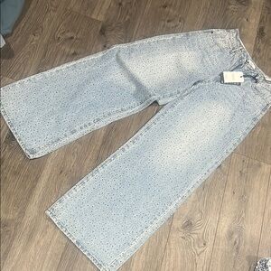 Forever 21 Rhinestone Embellishment Wide Leg Jeans